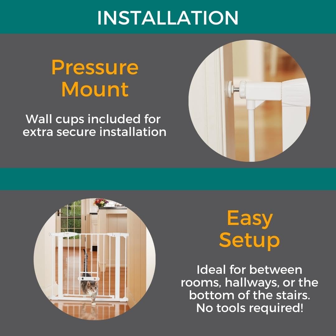EasyPass Wide Walk Thru Pet Gate for Dogs and Cats (Walk Thru EasyPass / 30" Tall; 37.5" Wide / White)