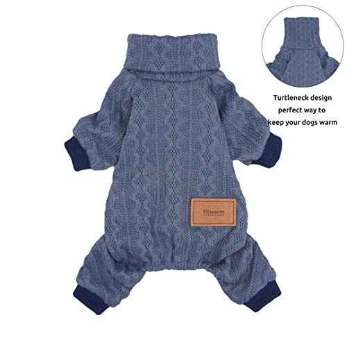 Turtleneck Knitted Dog Sweaters Winter Outfits Pet Coats Puppy Clothes Blue Extra Small (X-Small / Blue)