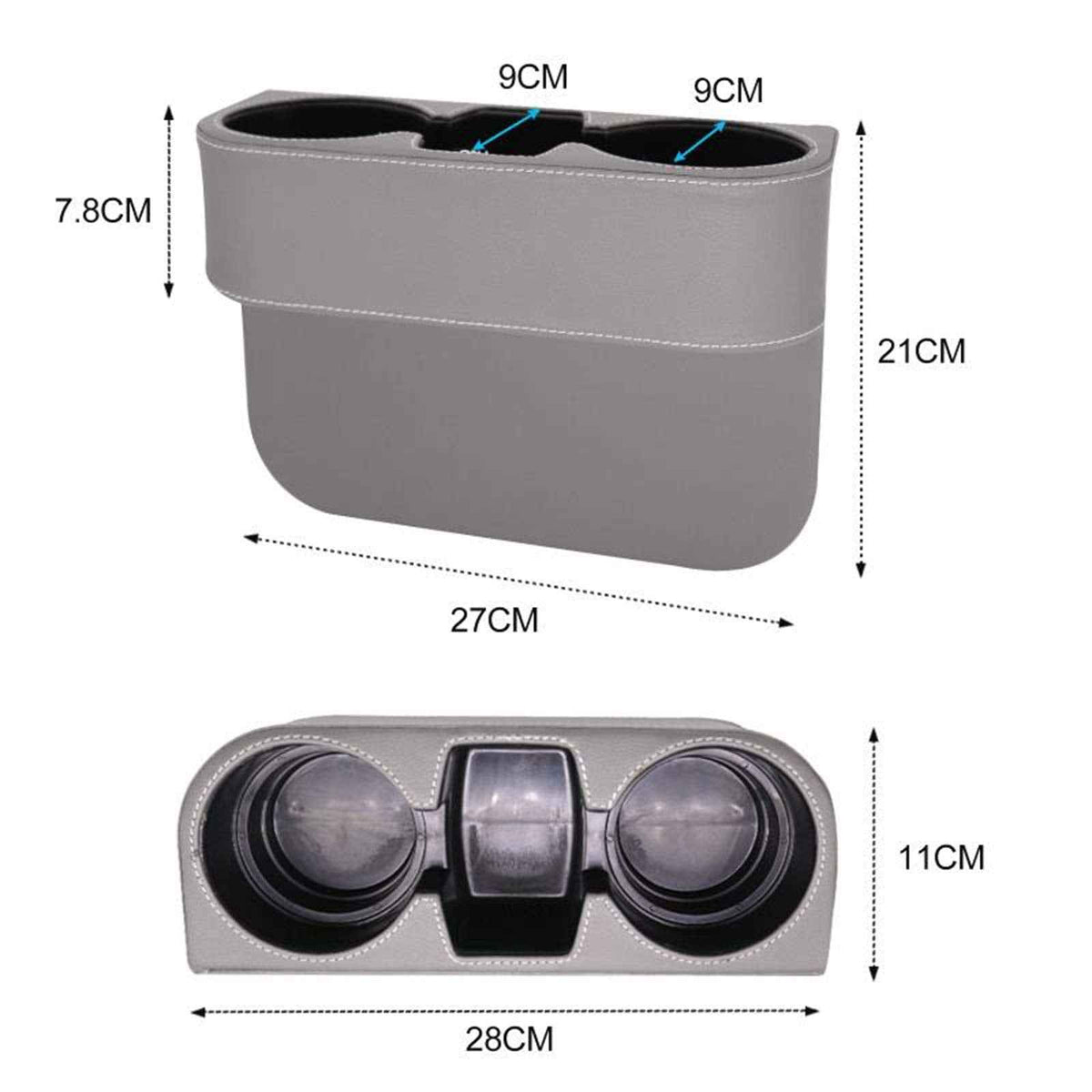 Car Seat Gap Filler Organizer with Cup Holder (PUBD-Gray)