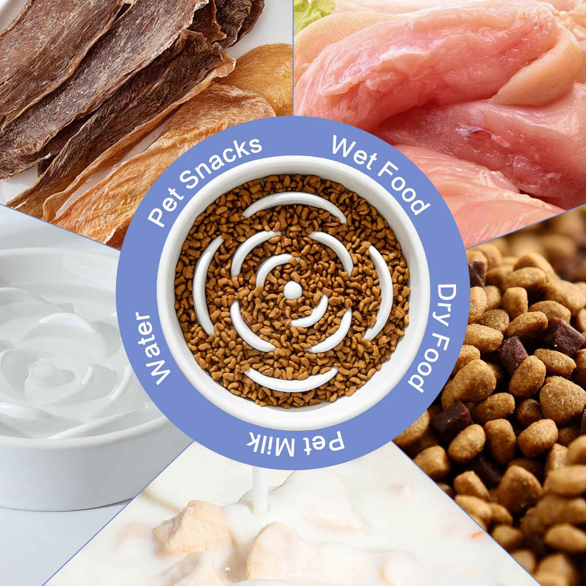 8.25'' Ceramic Slow Feeder Dog Bowls (8.25 inch / White)