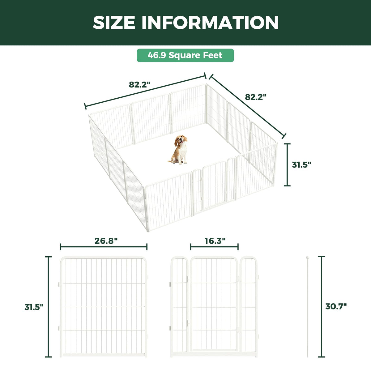 Homeplus Indoor Dog Playpen (White / 32"H)