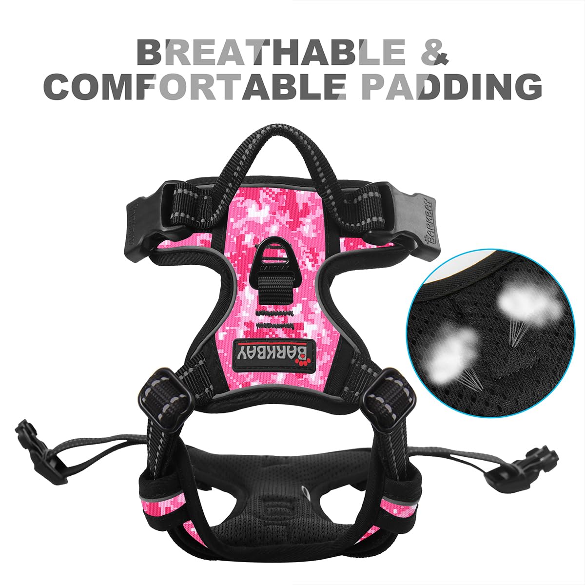 Dog Harness No Pull for Small Sized Dog Front Back Clips (X-Small(Chest:15.5-19.5”) / Pink Camo)