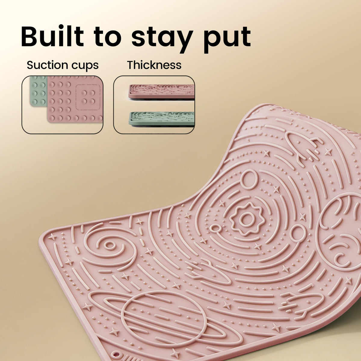 Lick Mat for Dogs&Cats (Sage Green&Coral / 9.8"L x 5.9"W)