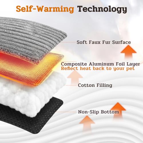 Soft Plush Fluffy Self Warming Thermal Pet Mat for Dogs and Cats (Misty Gray / Large (35'' X 23'' X 1''))
