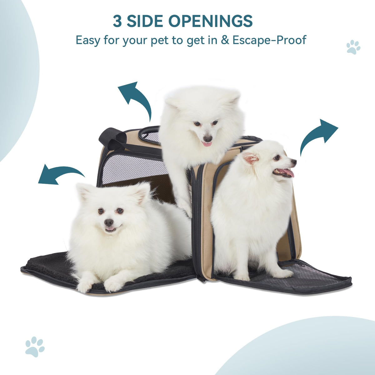 Soft Sided Cat Carrier for Medium Cats up to 25 lbs (20.0"L x 13.0"W x 13.0"H / New Khaki)