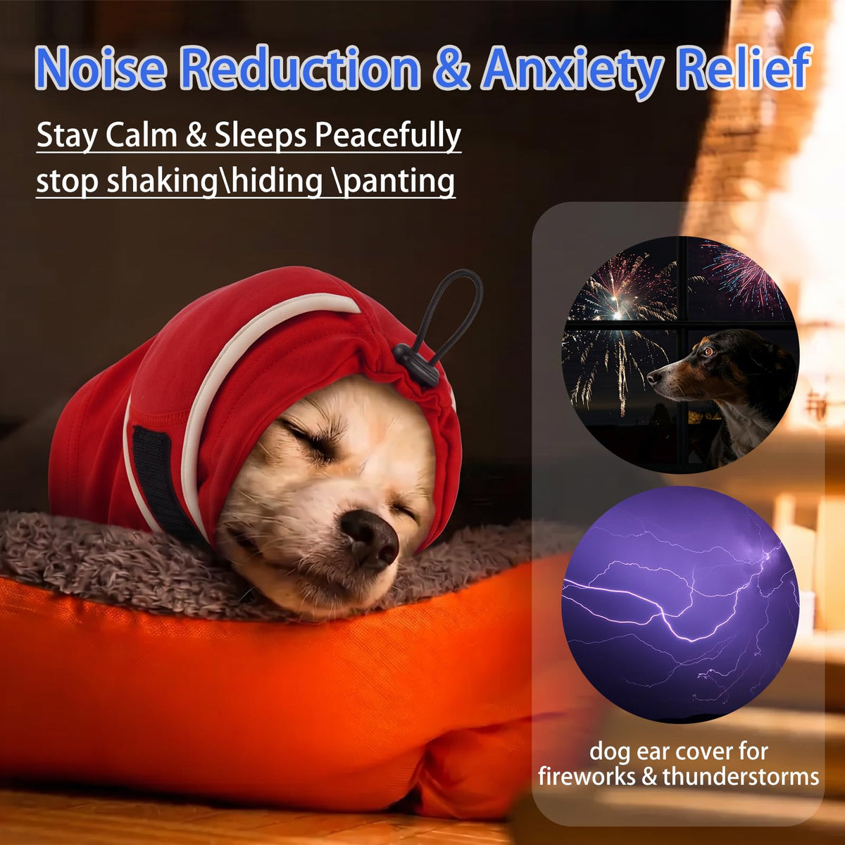 XL Ear Muffs for Dogs Noise (Red / X-Large (17.7"/45cm Neck Girth))