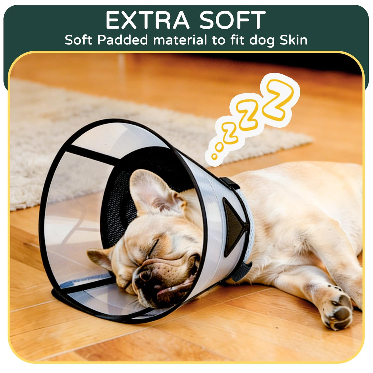 Soft Dog Cone Collar for Large Dogs (Black / M)