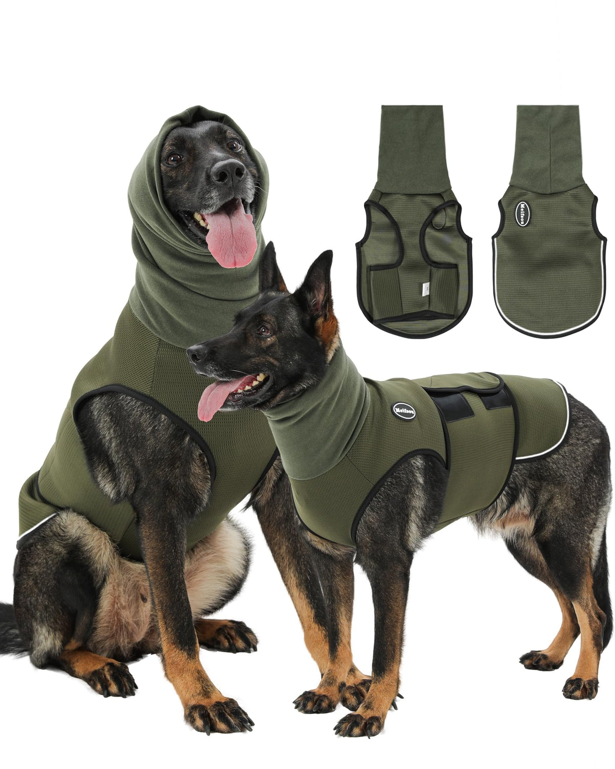 Dog Anxiety Vest with Hood (X-Large / Army Green)