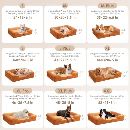 Orthopedic XXL Dog Bed (Pumpkin Orange / 46.0"l X 35.0"w X 7.5"th)