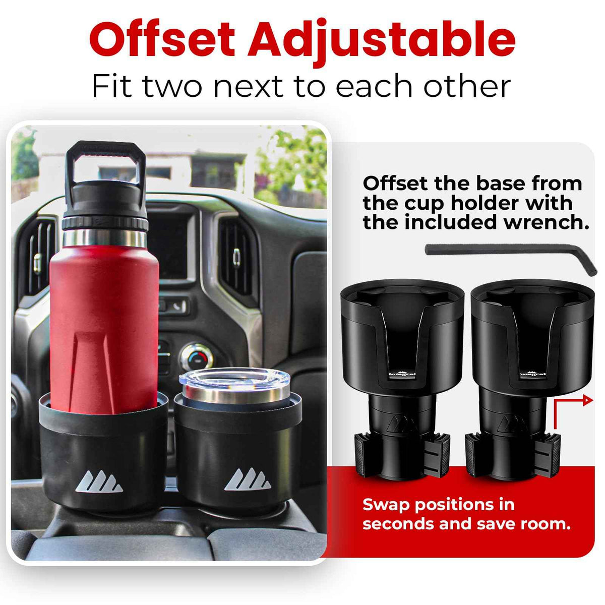Ultimate Car Cup Holder Expander with Adjustable Base & Organizer (Black / 1pack)