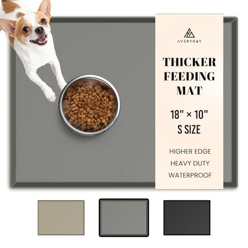 18x10 Waterproof Silicone Dog Food Mat (Grey / 18" x 10")
