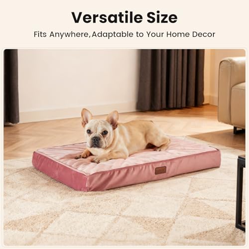 Orthopedic Waterproof Medium Dog Bed (30" x 20" x 3" (For Sprawling) / 02-Pink)