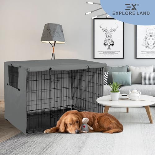 Dog Crate Cover (Grey Cover / 42.0"L x 28.0"W x 30.0"H)