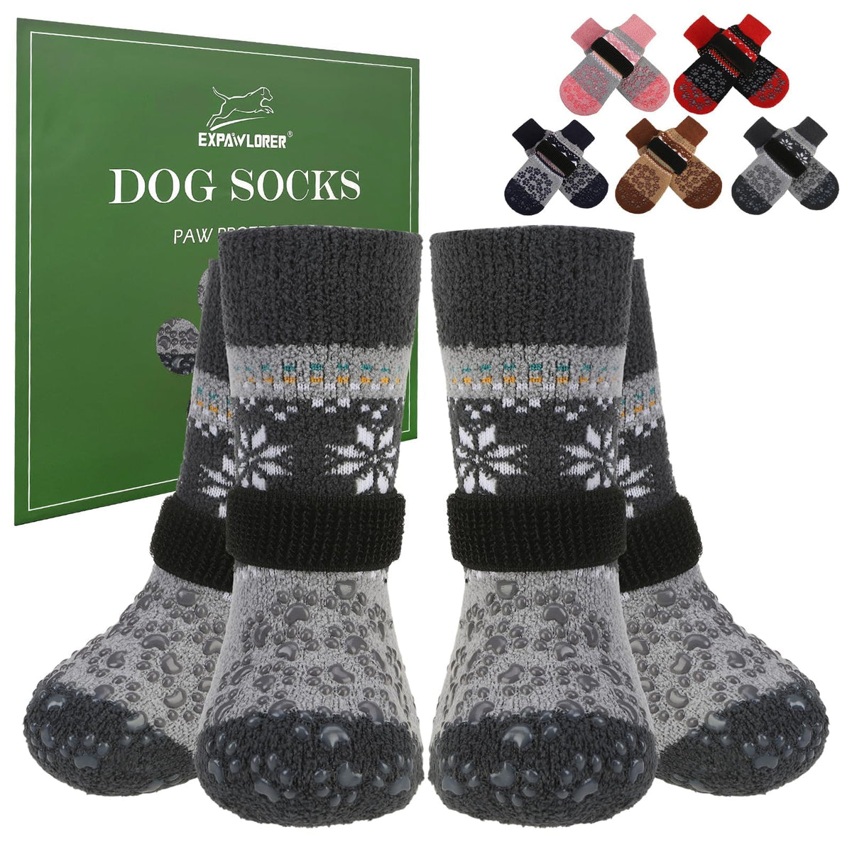 Anti Slip Dog Socks to Prevent Licking Paws for Hot Pavement (Light Gray / Small)
