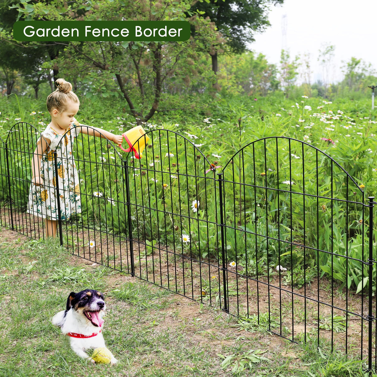 Metal Garden Fence 28 in x 18.7 ft (28″Hx18.7ft (8 panels))