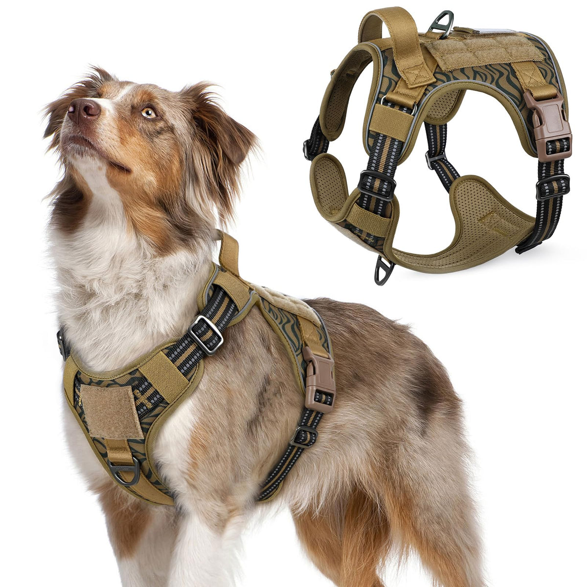 Tactical Dog Harness for Large (Brown Desert / Medium)