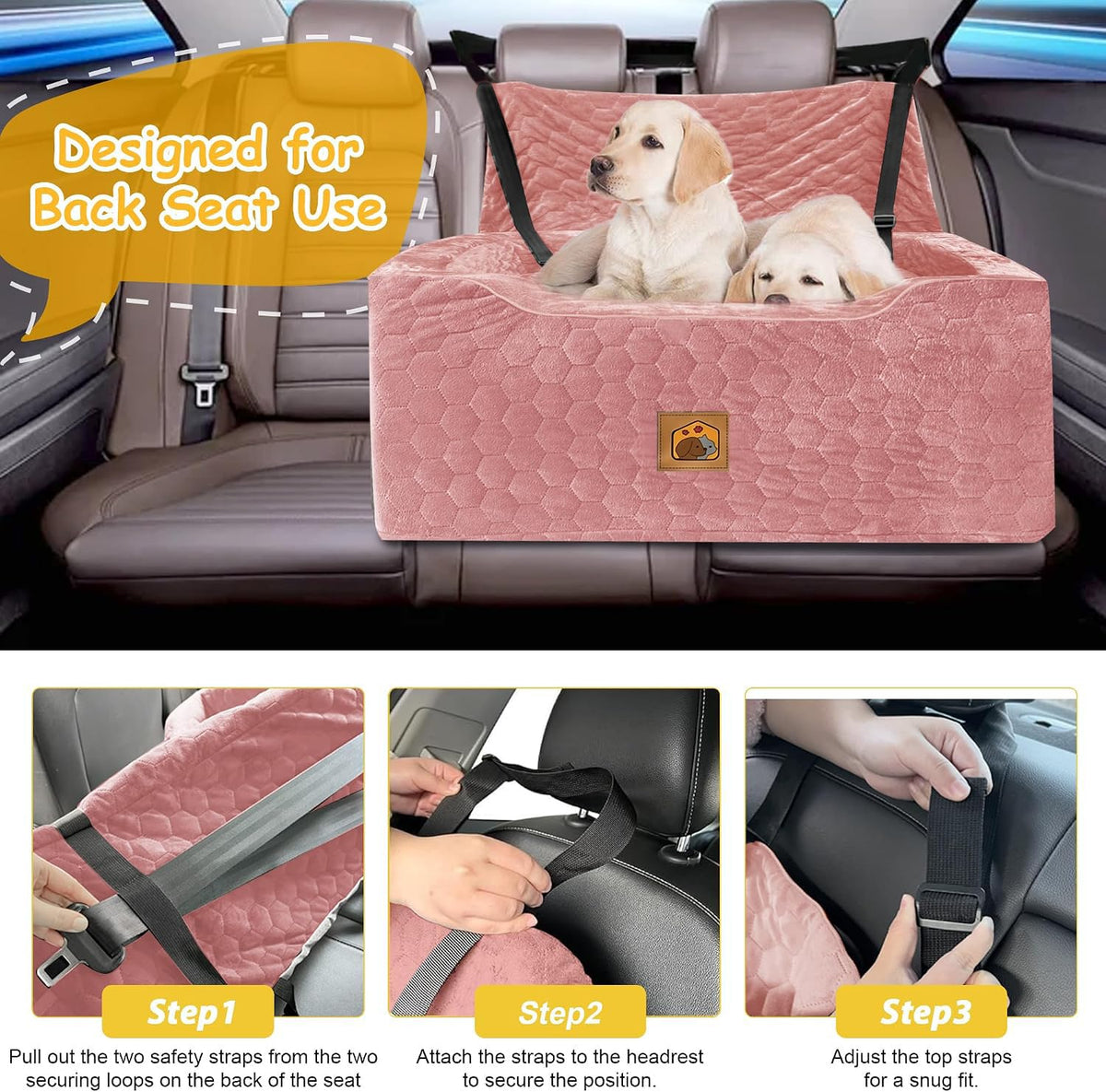 Dog Car Seat for Medium (Pink / Large)