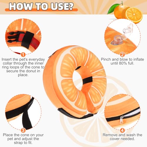 Inflatable Dog Cone Collar Alternative After Surgery (Orange / M+ (Neck:13-15in))
