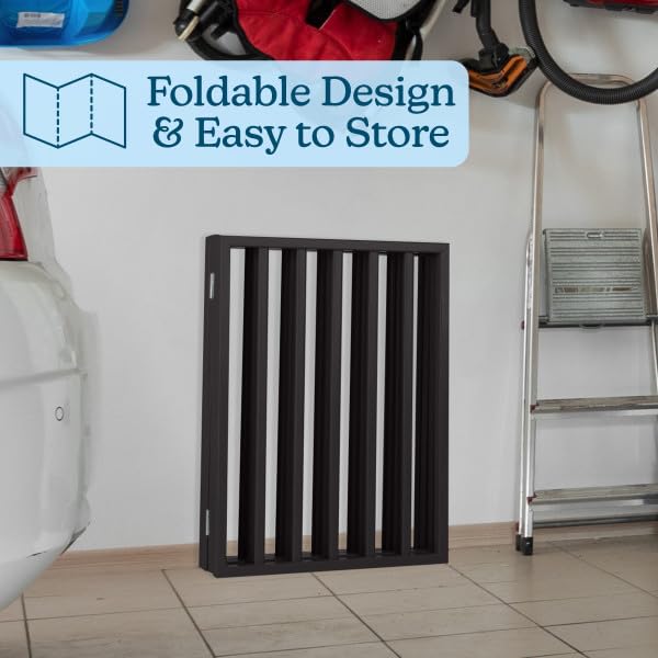 Pet Gate - 4-Panel Indoor Foldable Dog Fence for Stairs, Hallways, or Doorways - 72x24-Inch Wood Freestanding Dog Gates by PETMAKER (Black) (Black / 4 Panel)