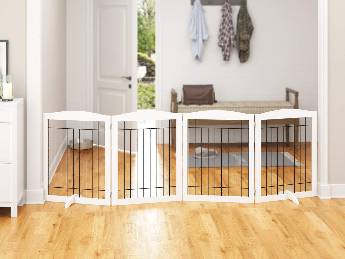 Extra Wide Dog gate for The House (White / 【4 Panels】96"W x 32"H)