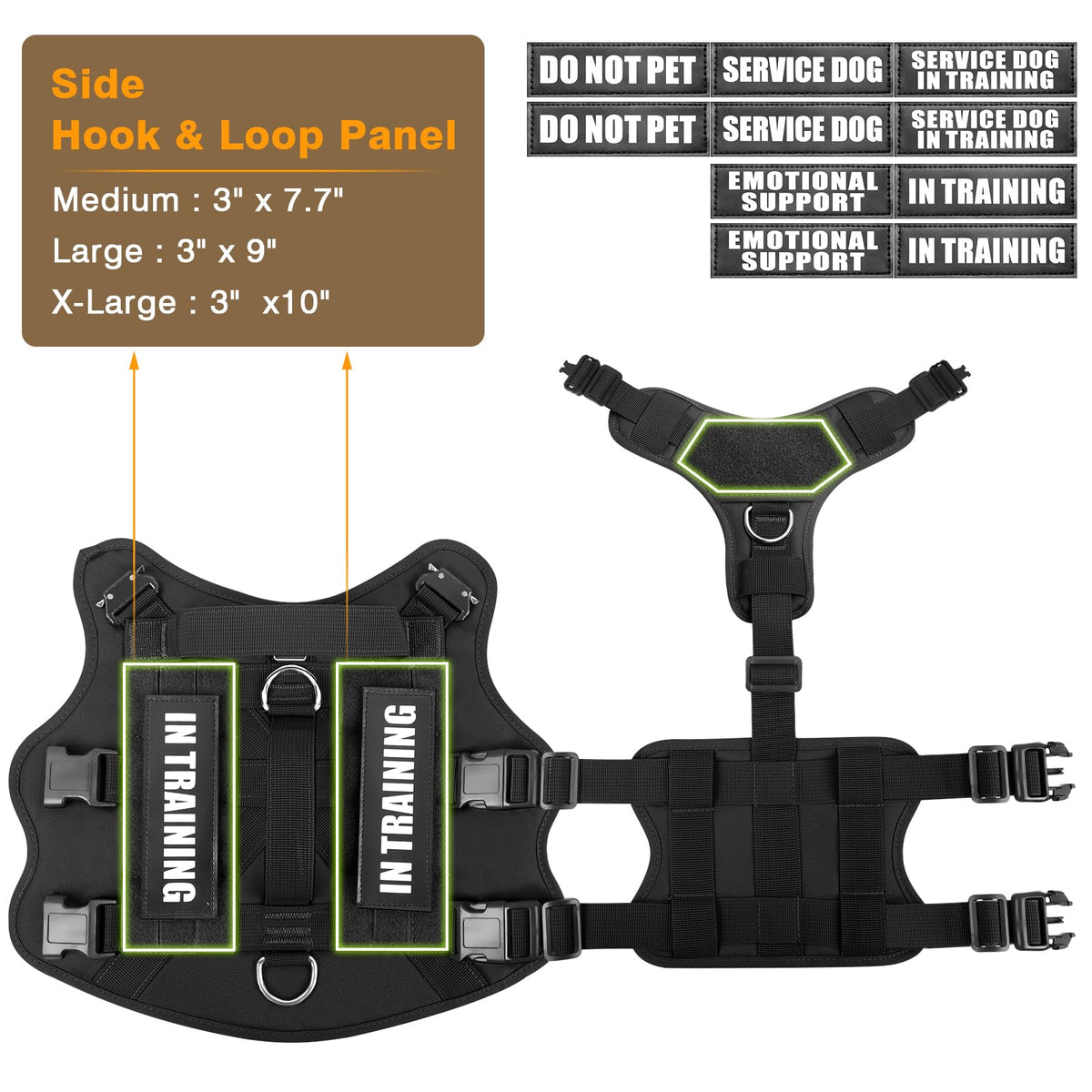 Service Dog Vest Harness for Large Dog (Large / Black)