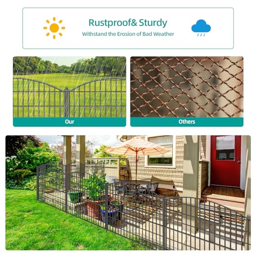 15 Panels Decorative Garden Fence (Black / 15 Panels-32in(H)x37.9ft(L)-Convex)