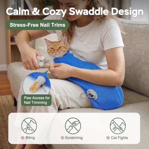 Cat Wrap for Cutting Nails (S(5-10lbs) / Blue)