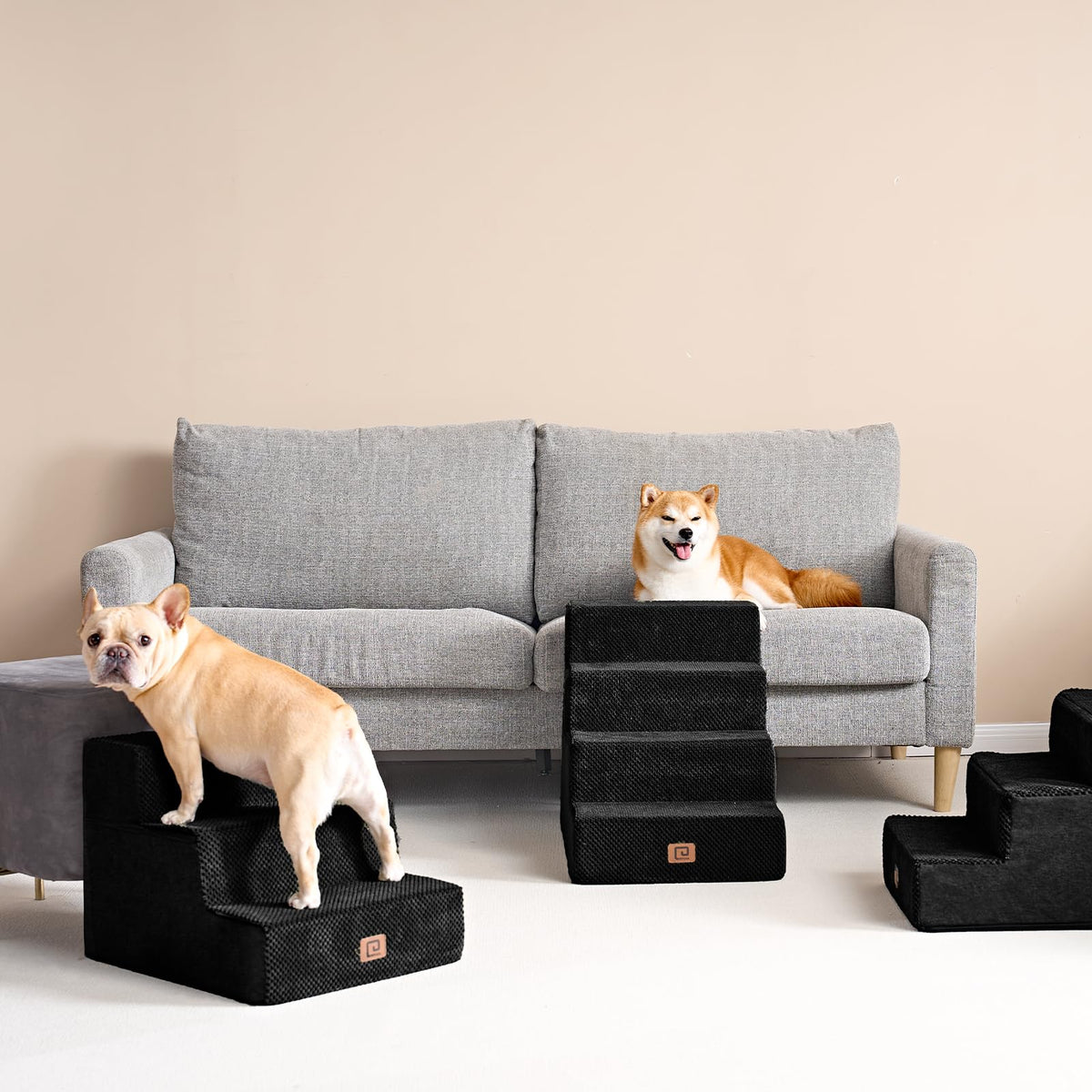 Dog Stairs for Bed 18" H (Black / Standard 15" x 24" x 18")