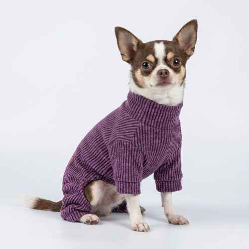 Mock Neck Knitted Dog Pajamas (Small / Purple)