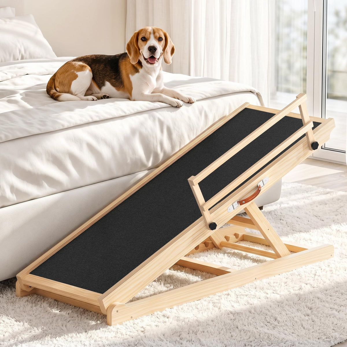 Dog Ramp for Bed (47“L*16”W*20.3"~27"H)
