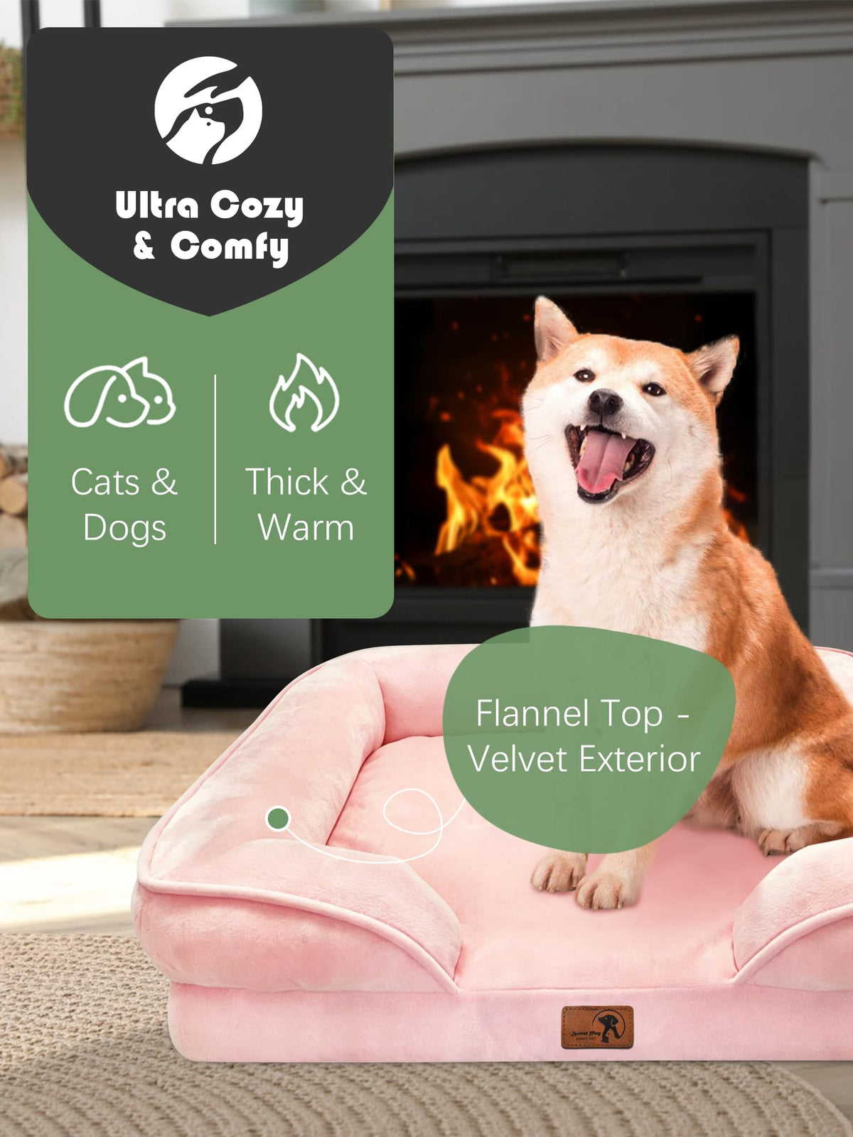 Orthopedic Dog Bed with Sides (28.0"L x 23.0"W x 6.5"Th / Pink)
