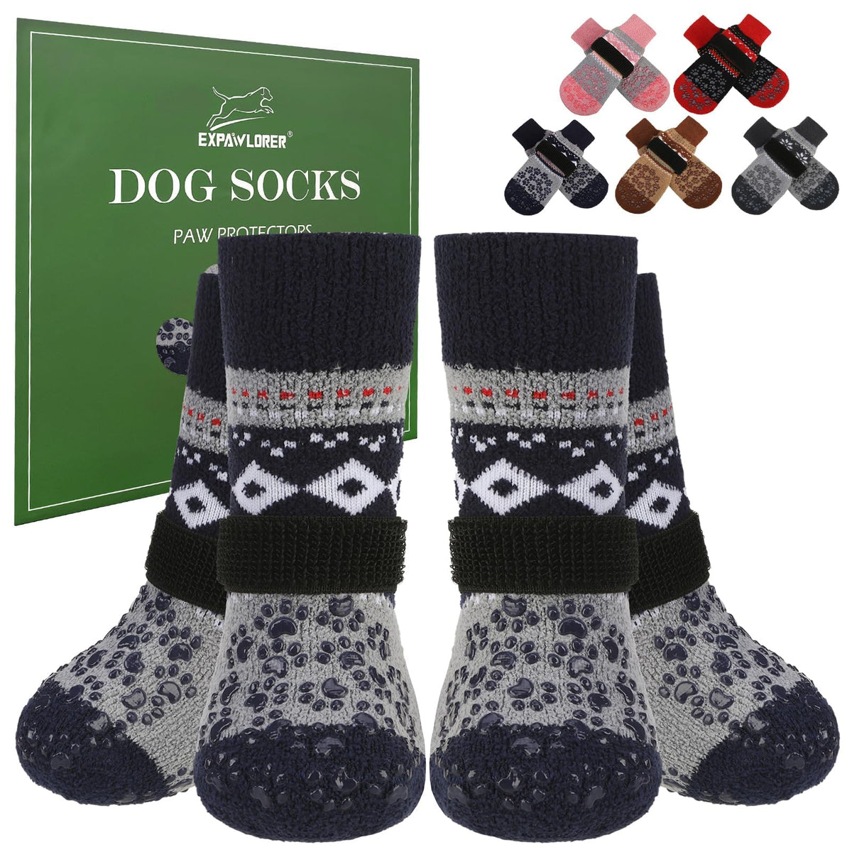 Anti Slip Dog Socks to Prevent Licking Paws for Hot Pavement (Navy / X-Small)