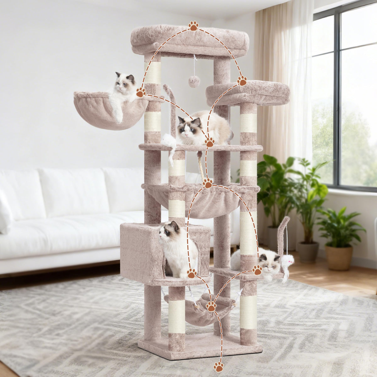 Cat Tree 63'' Cat Tower for Large Cats (63 inch / Muchroom)