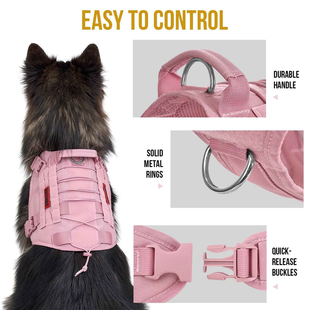 Tactical Dog Harness No (Medium / Pink)