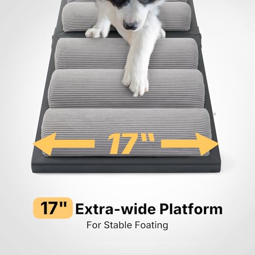 Foldable Dog Ramp for Bed Couch Large Dogs (Gray / up to 23"H-for high bed)