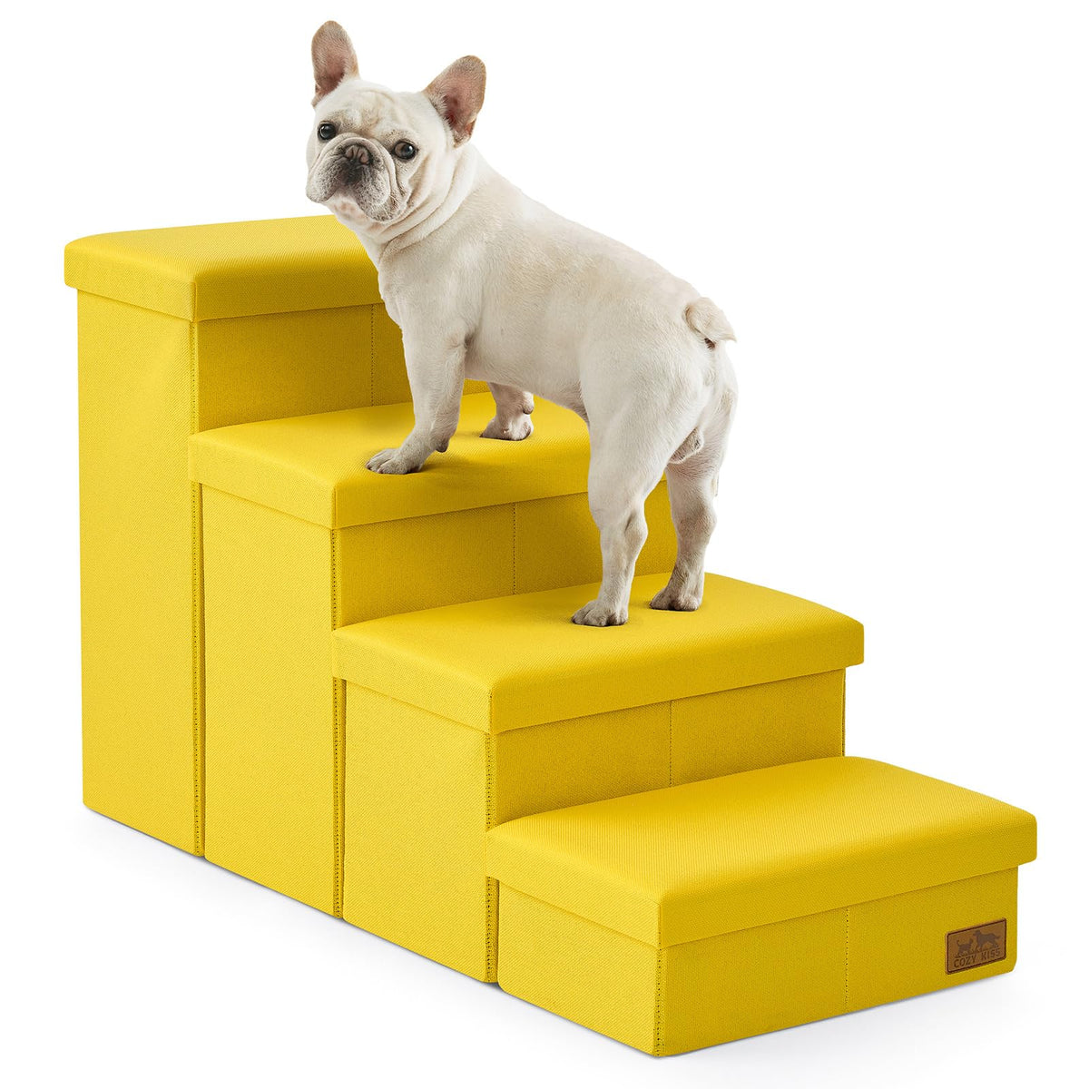 Dog Stairs with Storage (Yellow / 38.1"L x 17"W x 22"H)