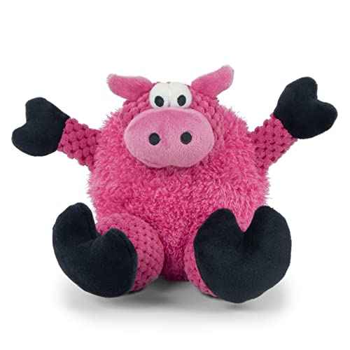 Checkers Sitting Pig Squeaky Plush Dog Toy (Small)