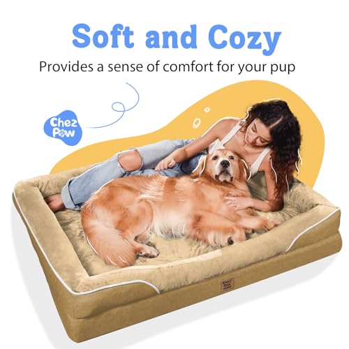 Waterproof Orthopedic Dog Bed for Large and Extra Large Dogs (Brown / 42"L x 30"W x 7.5"Th)