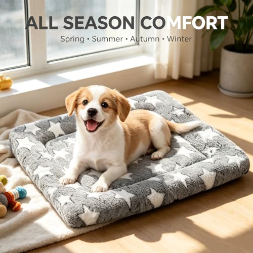 Dog Bed Mat 4Pcs Reversible Crate Pads for Small Dogs & Cats Sleeping (S(24"*18"*1.5") / Grey-4pcs)