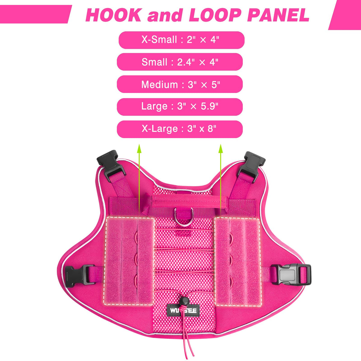 Service Dog in Training Mesh Harness with 10 Removale Pet Patches (Large / Pink)