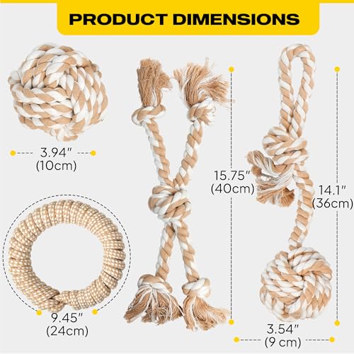 Heavy Duty Dog Rope Toys for Medium Large Dogs (White-4 Packs / Large)