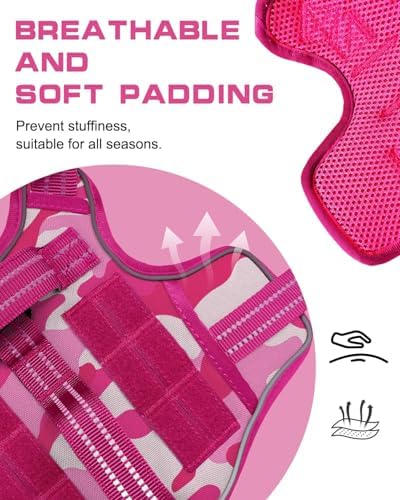 Dog Harness for Large Dogs (Pink Camo / XL(Neck:21-32",Chest:26-39"),75-135 lbs)