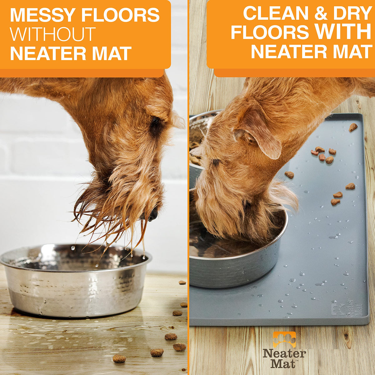 Neater Mat Pet Mats for Food and Water (32"L x 24"W / Gunmetal)