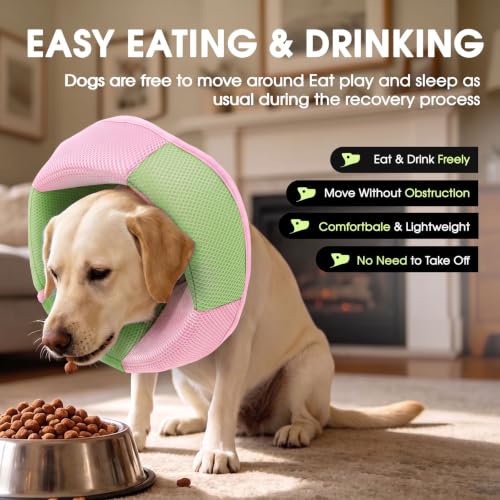 Dog Cones for Medium Dogs Soft Cone for Dogs to Stop Licking (Pink Green / Medium)