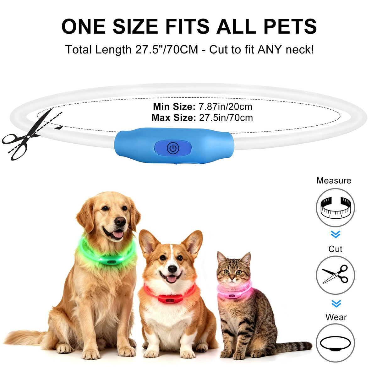 2 Pack LED Dog Collar (Green&Blue)