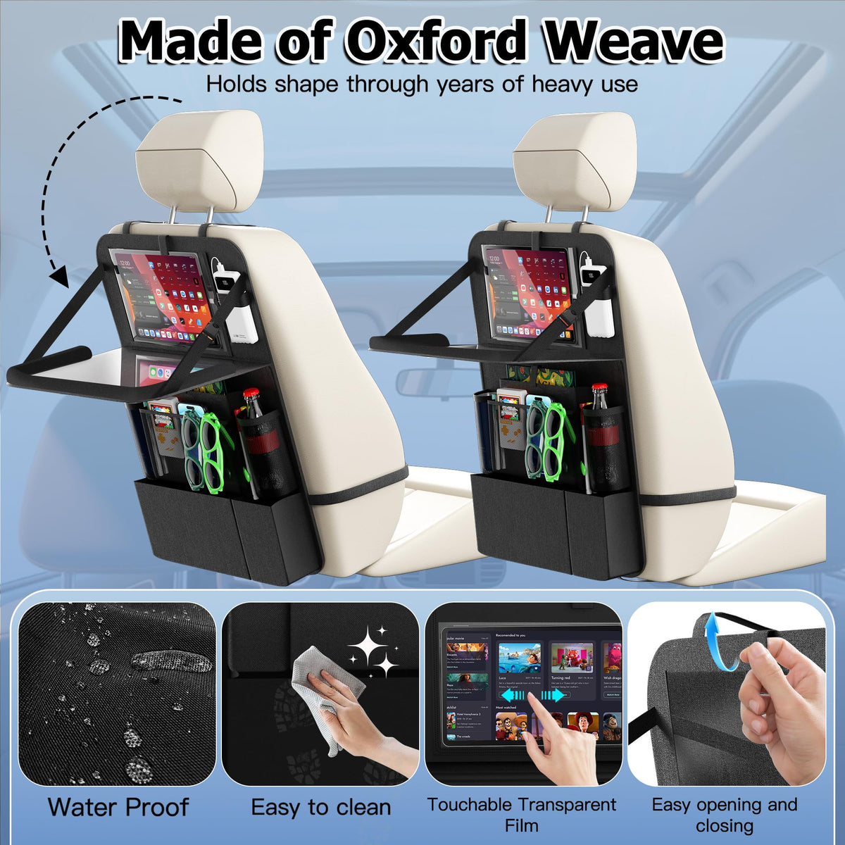 Backseat Car Organizer with Foldable Tray (1 Pack)