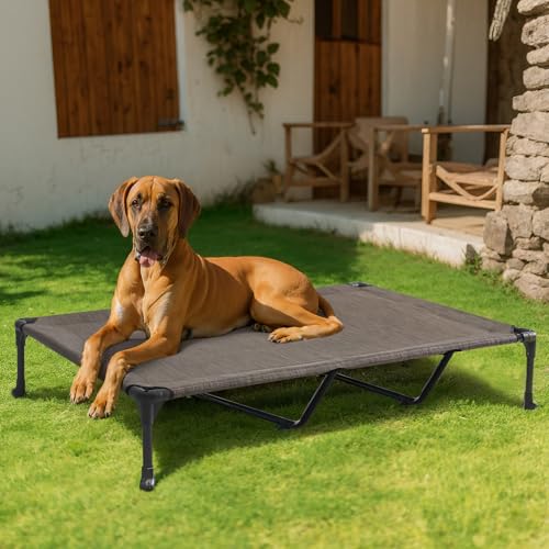 Outdoor Elevated Dog Bed Large Sized Dogs (59.0"L x 37.5"W x 9.0"Th / Brown)