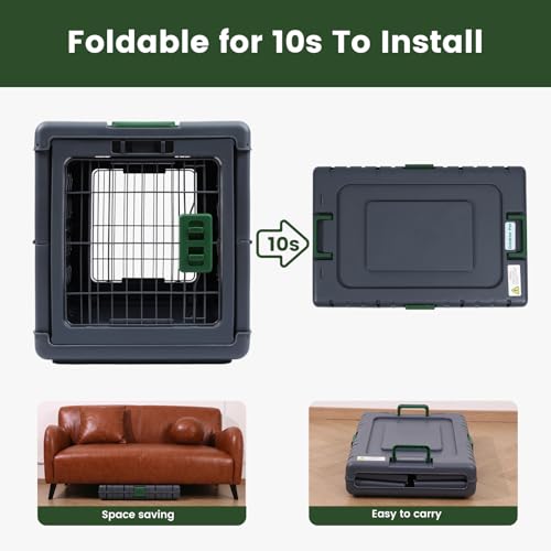 Collapsible Dog Crate for Large (Dark Grey / 36.4"L x 22.8"W x 25.8"H)
