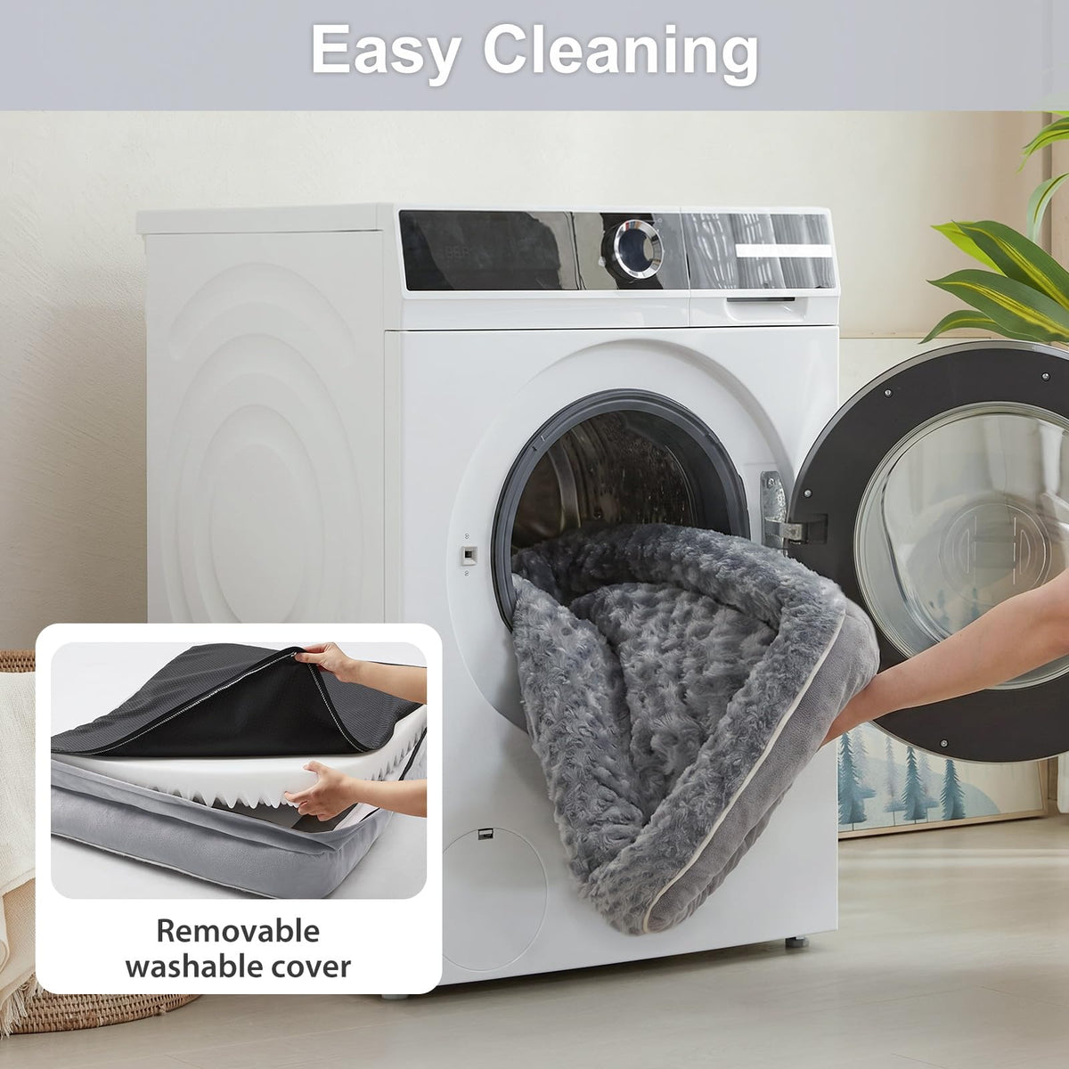 Orthopedic Washable XXL Dog Bed for Senior Dog Cozy Sleep (48.0"l X 36.0"w X 7.0"th / Grey)