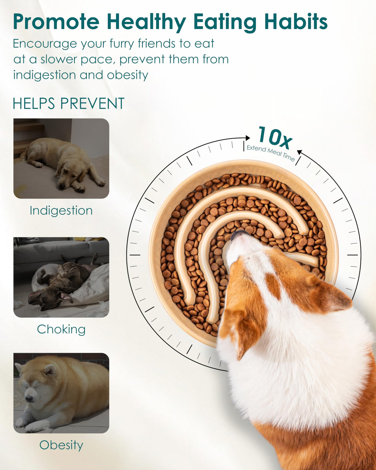 Slow Feeder Dog Bowl (Brown / 1.5 Cups)